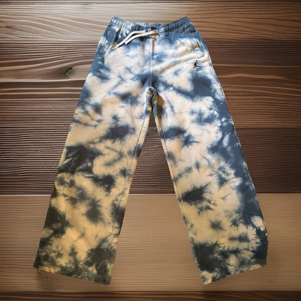 Jordan Sweatpants Classic Fleece Black Men's Tag XS Acid Wash Tie Dye Pants Wide